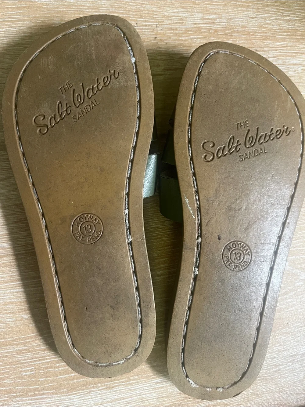 Salt Water Sandals by Hoy Olive Green Kids Slide Sandals with Gold Buckles